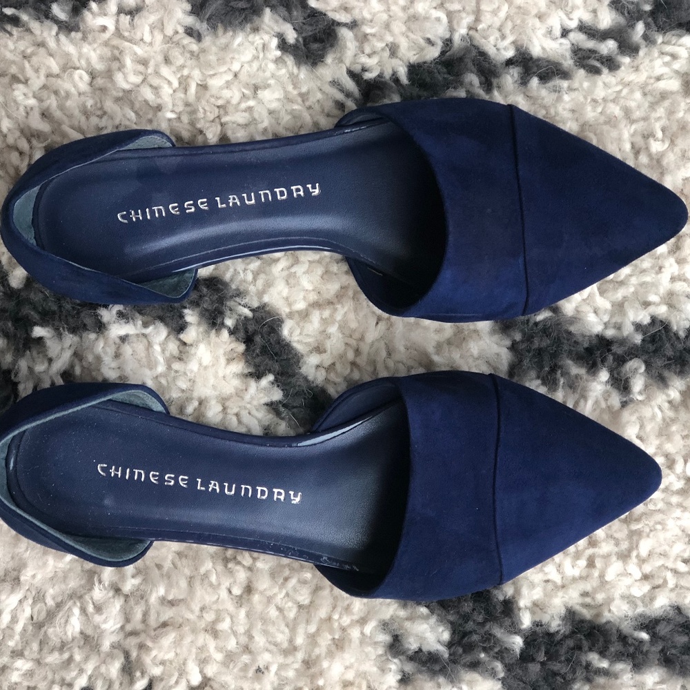 Navy Suede D'Orsey Flats